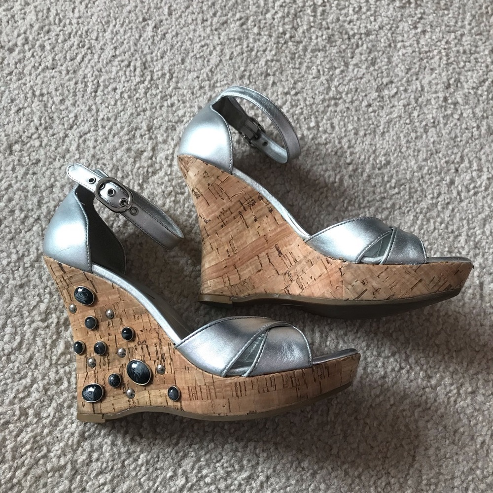 Vince Camuto Silver Wedges With Rhinestones